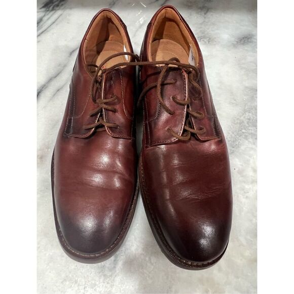 CLARKS 15103 MEN'S TAN LEATHER CAP TOE LACE UP OXFORDS SIZE 9M - Picture 7 of 11